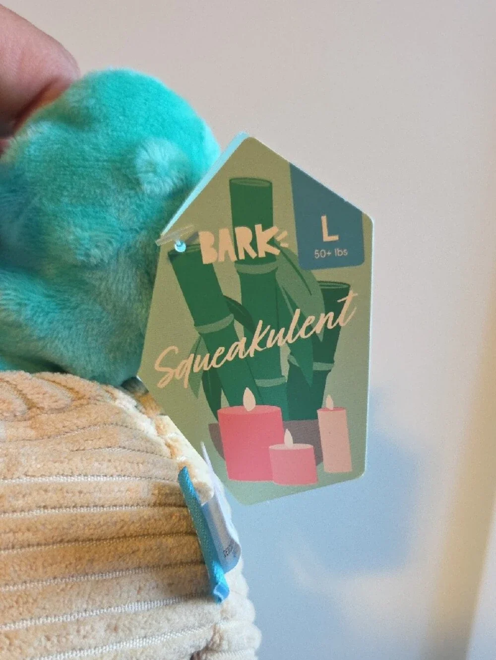 💰 3 For $30 Bark Box Plush Squeakulent Dog Toy - Teal & Cream